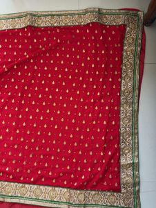 Red & Gold Embroidered Saree