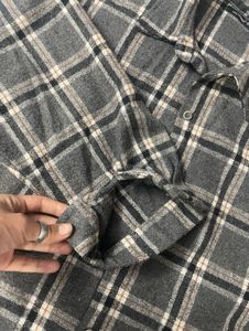 Grey Plaid Flannel Shirt oversized