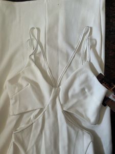 Elegant White Cutout Maxi Dress With Rhinestone De