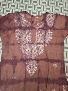 Embroidered Brown chickenwork Kurta