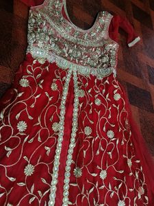 Very Beautiful Red Net Gown Heavy Embroidery