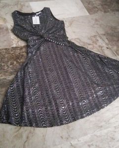 MISS POEM Brand New Mirror sequence midi dress