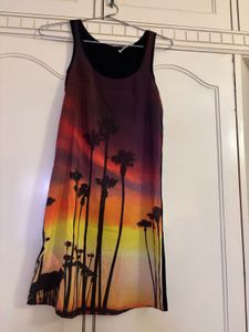promod Sunset Palm Tree Print Dress