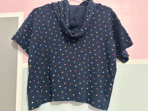 Oversized Crop Hoodie Star Print