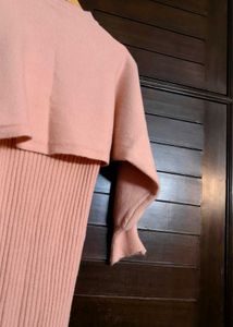 Women Pink Woollen Sheath Dress with Top