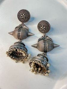 Boho Chic Silver Jhumka