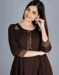 Elegant Brown Embroidered Kurta
