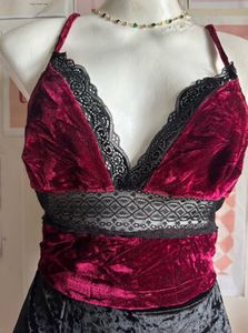 Velvet Cutout Lacy Top