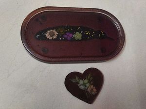 Resin Feather Floral Tray & Paperweight