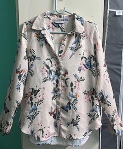 Floral Butterfly Button-Down Shirt