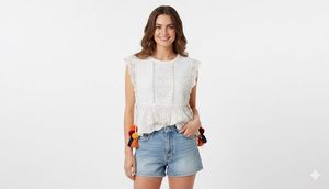 White Lace Peplum Top