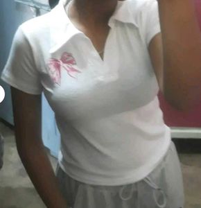 Cute White T-Shirt with Bow