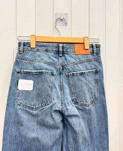 blue wide leg denim