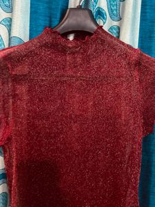 Hot Chick Red Mesh Sparkle Top❤️✨⭐️