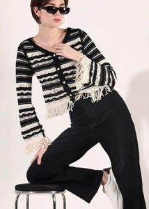 Striped Fringe Cardigan