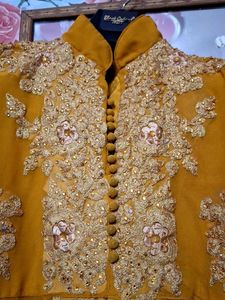 Elegant Gold Embellished Sheer Overlay Dress