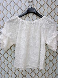 New With Tag Korean Ruccled Puff Print Top