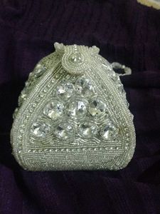 Beaded Silver Pouch