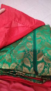 New saree (Red saree green border)
