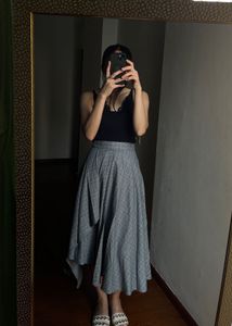 Asymmetrical Fold Pleat MIDI Skirt