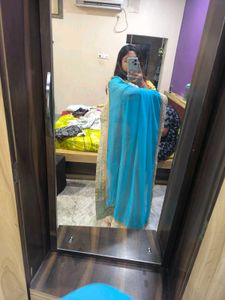 Elegant Blue &amp; Beige Saree