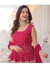 Elegant Red Sharara Suit Set