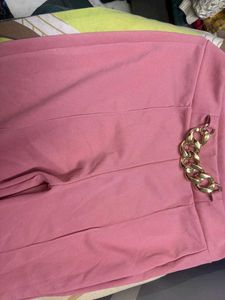 Pink Chain Detail Flare Trousers