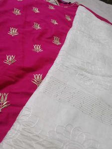 Pink Embroidered Kurta and dupatta