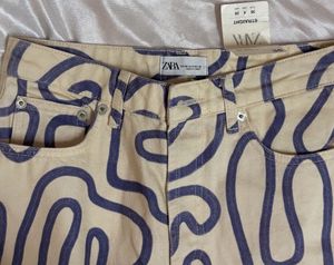 Zara Retro Swirl Pattern Straight Jeans!