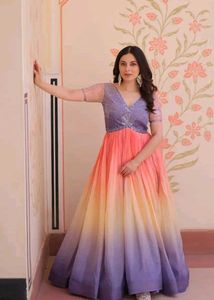 Pink &amp; Teal Ombre Gown