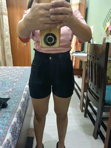 Black High-Waisted Denim Shorts