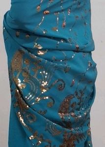 Teal Sequin Sari