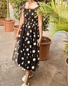 Black Daisy Tulle Sundress