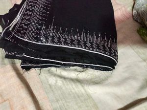 Elegant Black Embellished Saree