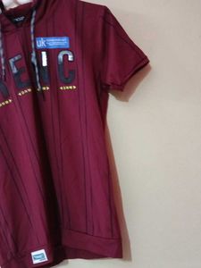 Burgundy Striped Graphic Tee