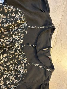 Black Floral &amp; Solid Top Set