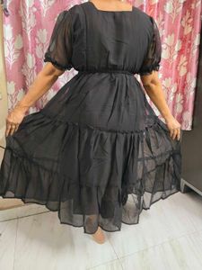 Black Fit And Flair Midi Dress