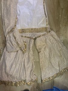 White &amp; Gold Embroidered Salwar Suit