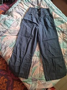 Blue Denim Drawstring Waist Pants