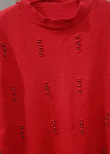 Red Embellished Sweater