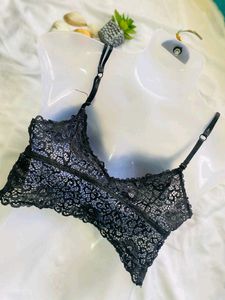 Corset Style Black Net Top