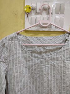 Striped V-Neck Top Length 30