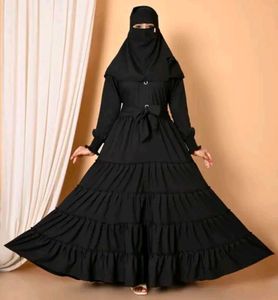 🆕 Elegant Black Ruffle Abaya Dress