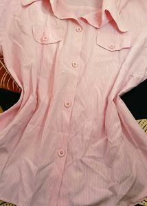 Pink Striped Collared Button-Down Shirt