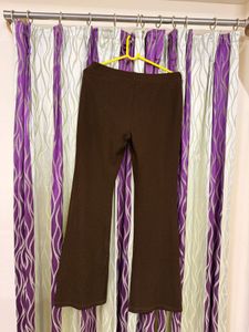 H&amp;M Brown Textured Flared Trousers