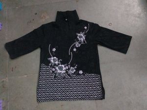 Black Top With Silver Embroidery