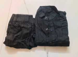 Kids Black Kurta Pajama Set