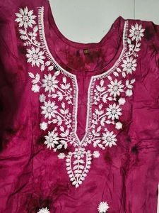 Pink Embroidered short kurti