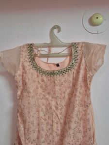 Peach Embroidered Kurta Set