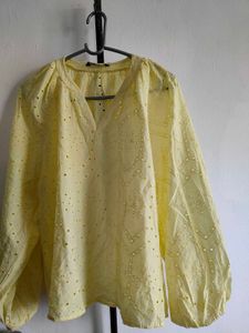 Yellow Eyelet top
